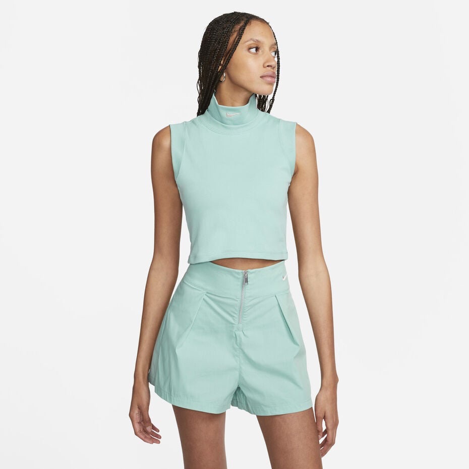 Nwt Nike Sportswear Collection Mock-Neck Cropped Tank Top Mineral Mint Green Xl